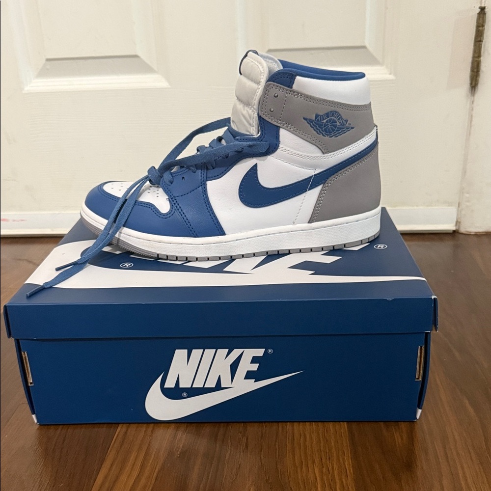 Nike Blue, White, and Gray High-Top Sneakers